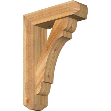 Ekena Millwork Olympic Craftsman Rough Sawn Bracket w/ Offset Brace, Western Red Cedar, 6"W x 20"D x 28"H BKT0604X20X28OLY04RWR